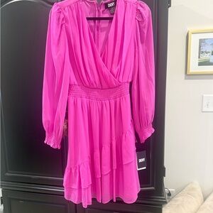 DKNY Fuchsia Long Sleeve Dress